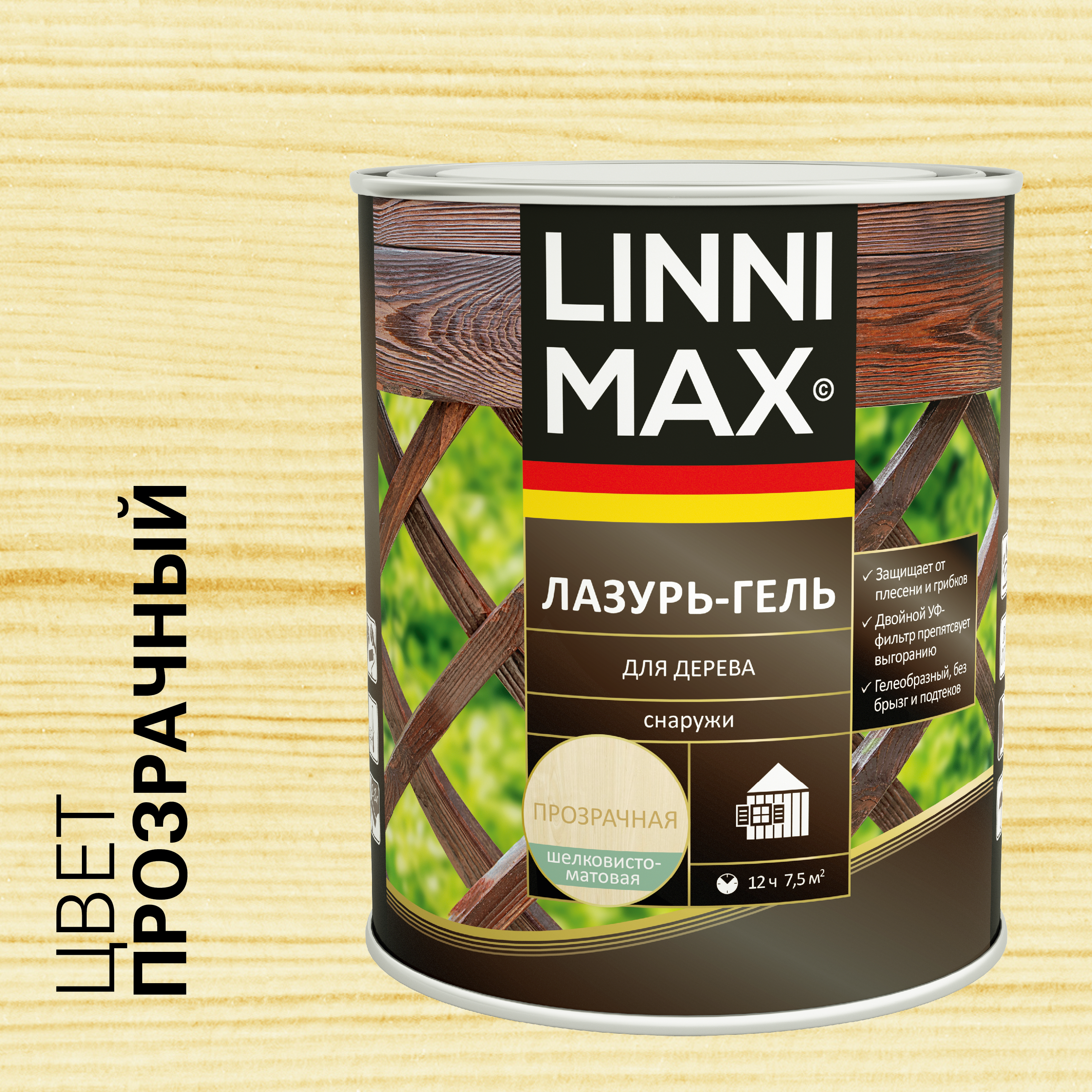 LINNIMAX Лазурь-гель, колерумый, 0,75 л