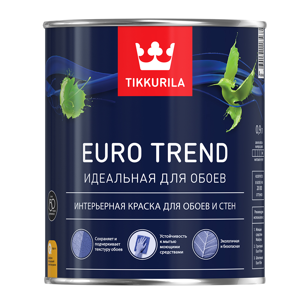 Tikkivala Euro Trend - интерьерная краска для обоев и стен 0,9л