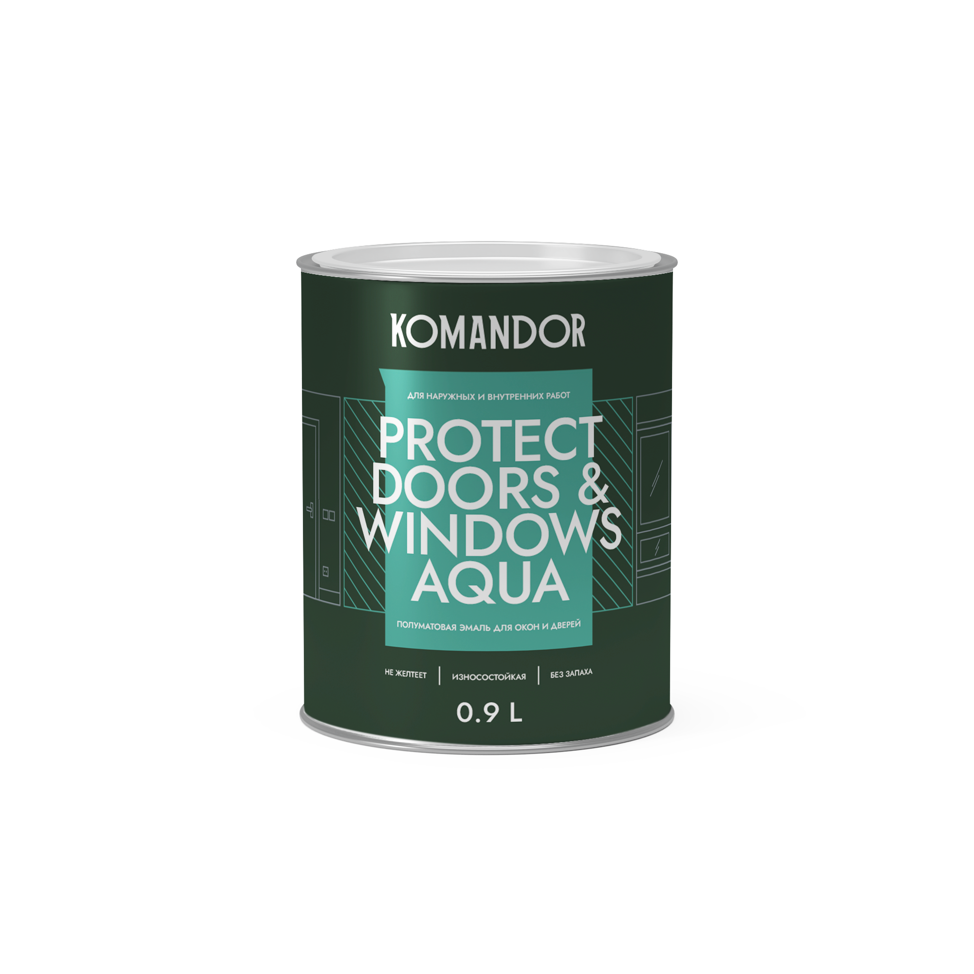 PROTECT DOORS & WINDOWS AQUA эмаль для окон и дверей 0,9л